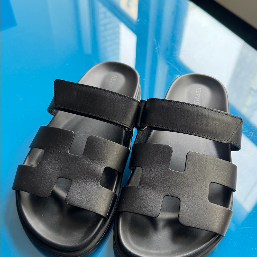 Hermès chypre Black Slide Sandals
